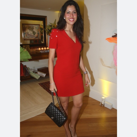 Zara Red Dress With Rhinestone Shoulder Detail - Picture 1 of 7